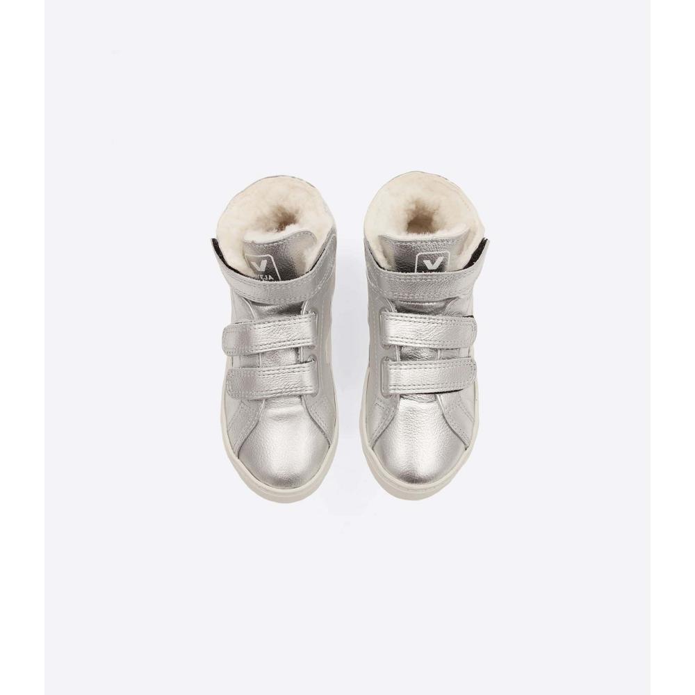 Veja ESPLAR MID FURED LEATHER Kids' Shoes Silver | NZ 762TCE